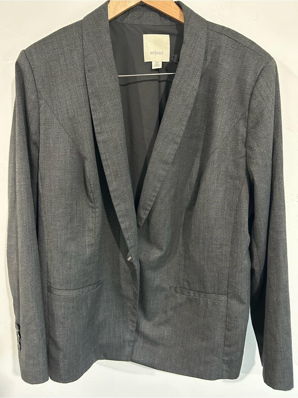 Sejour Charcoal Gray Open-Front Women's Blazer